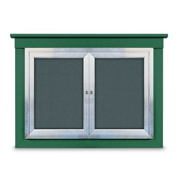 72"x36" 3-Door Enclosed Outdoor Letterboard, Hdr, Black Felt/Satin